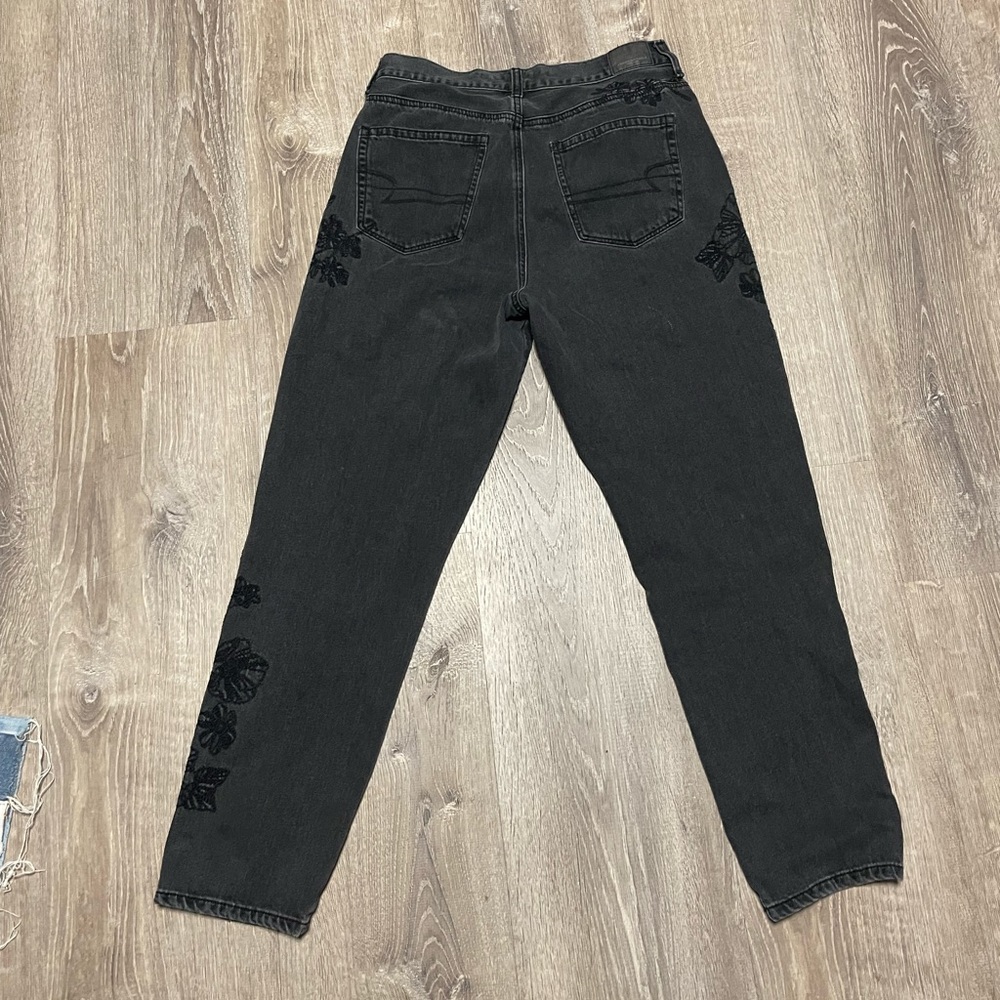 Black floral denim jeans American Eagle - Picture 2 of 3
